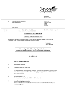 (Public Pack)Agenda Document for Devon Education Forum, 20/11