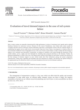 Evaluation of Travel Demand Impacts in the Case of Rail System Failure