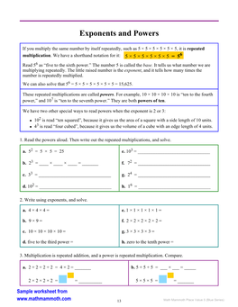 Exponents and Powers