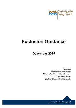 Pupil Exclusion Guidance