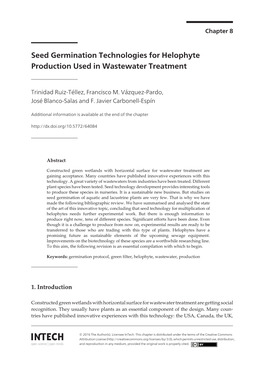 Seed Germination Technologies for Helophyte Production Used in Wastewater Treatment