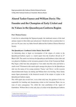 Alured Tasker Faunce and William Davis: the Founder and The