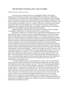 Nowadays Most of Asturias and Leon Is Monolingual in Spanish, with Regional Characteristics Which Make Asturian/Leonese Spanis