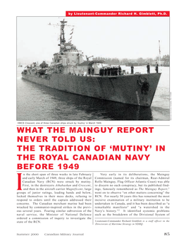 The Tradition of 'Mutiny' in the Royal Canadian Navy