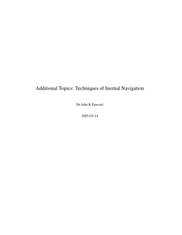 Additional Topics: Techniques of Inertial Navigation