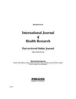 International Journal of Health Research