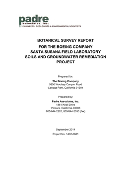 Botanical Survey Report for the Boeing Company Santa Susana Field Laboratory Soils and Groundwater Remediation Project