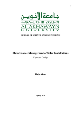 Maintenance Management of Solar Installations Capstone Design
