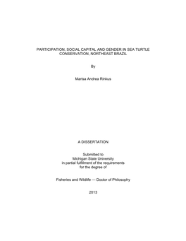 Participation, Social Capital and Gender in Sea Turtle Conservation, Northeast Brazil