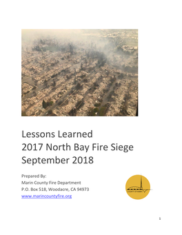 Lessons Learned 2017 North Bay Fire Siege September 2018