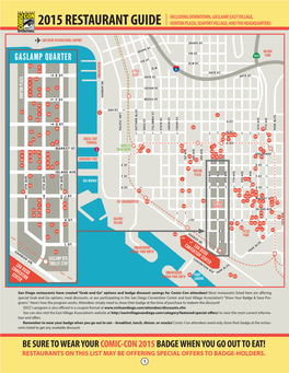 2015 Restaurant Guide Horton Plaza, Seaport Village, and the Headquarters