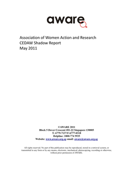 Association of Women Action and Research CEDAW Shadow Report May 2011