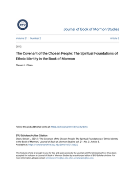 The Covenant of the Chosen People: the Spiritual Foundations of Ethnic Identity in the Book of Mormon