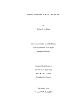 Dreams of the Deceased: Who Has Them and Why? by Joshua D. M