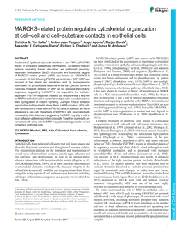 MARCKS-Related Protein Regulates Cytoskeletal Organization at Cell–Cell and Cell–Substrate Contacts in Epithelial Cells Christina M