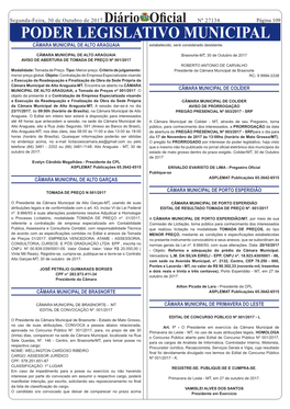 PODER LEGISLATIVO MUNICIPAL CÂMARA MUNICIPAL DE ALTO ARAGUAIA Estabelecido, Será Considerado Desistente