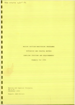 MARINE SECTION MONITORING PROGRAMME ESTUARIES and COASTAL WATERS SAMPLING STATIONS and REQUIREMENTS Summary for 1994