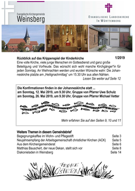 (ACK) Seite 5 Aus Dem Kirchengemeinderat Seite 6 Matthias Bauschert, Der Neue Dekan, Stellt Sich Vor Seite 8 Diakonieladen in Weinsberg Seite 14 Seite 2