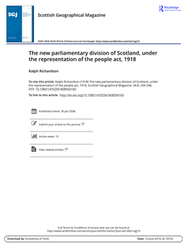 The New Parliamentary Division of Scotland, Under the Representation of the People Act, 1918