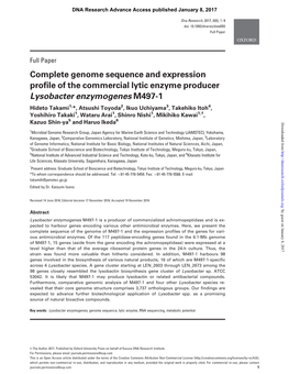 Complete Genome Sequence and Expression Profile Of