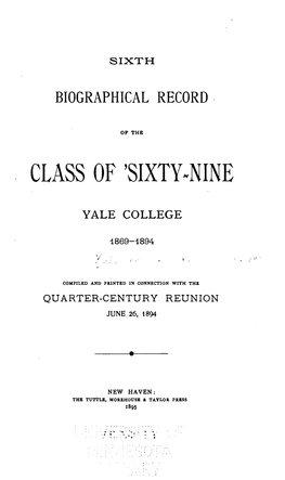 Sixth Biographical Record of the Class of 1869, Yale College, 1868-1894