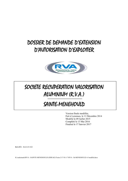 Dossier De Demande D'extension D'autorisation D'exploiter Societe