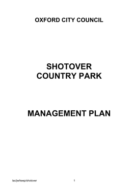 Shotover Country Park Management Plan