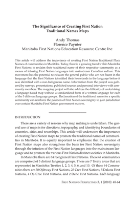 The Significance of Creating First Nation Traditional Names Maps