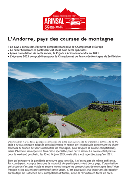 L'andorre, Pays Des Courses De Montagne