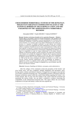 Cross Border Territorial Systems of the Romanian