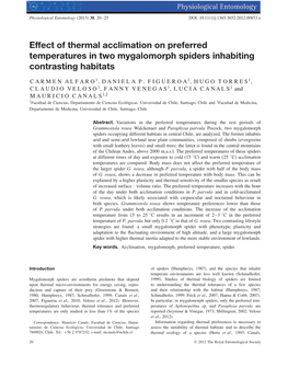 Effect of Thermal Acclimation on Preferred Temperatures in Two Mygalomorph Spiders Inhabiting Contrasting Habitats