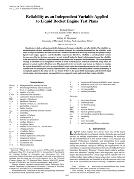 Reliability As an Independent Variable Applied to Liquid Rocket Engine Test Plans