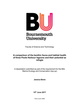 Dissertation Submitted As Part of the Requirement for the Bsc Marine Ecology and Conservation (Top-Up)