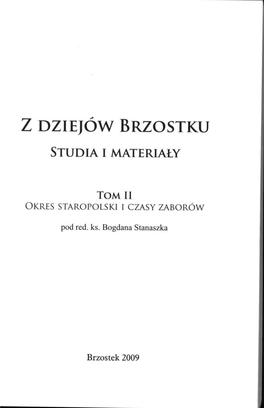 Parafia W Brzostku W XVII I XVIII Wieku/The Parish in Brzostek in the 17Th and 18Th Centuries