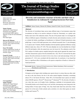 Diversity and Community Structure of Beetles and Their Role As