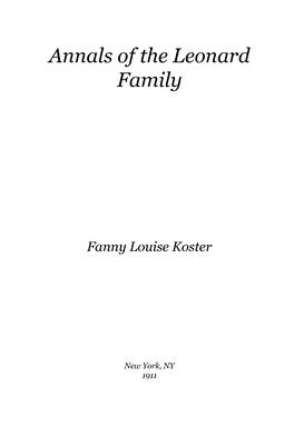 Annals of the Leonard Family