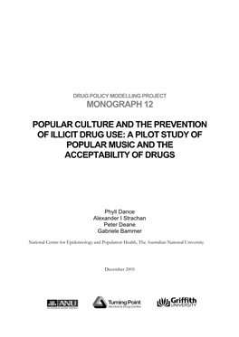 Monograph 12 Popular Culture and the Prevention