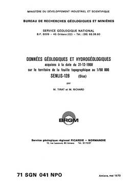 Données Géologiques Et Hydrogéologiques