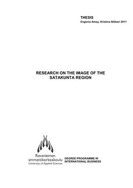 Research on the Image of the Satakunta Region