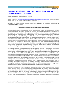 Hastings on Schaefer, 'The East German State and the Catholic Church: 1945-1989'