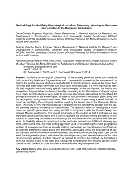 Methodology for Identifying the Ecological Corridors. Case Study: Planning for the Brown Bear Corridors in the Romanian Carpathians