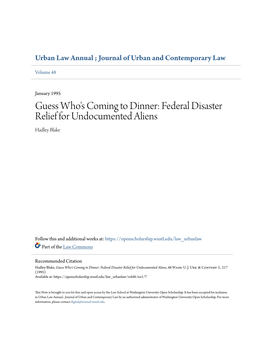 Federal Disaster Relief for Undocumented Aliens Hadley Blake