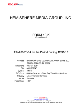 Hemisphere Media Group, Inc