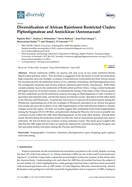 Diversification of African Rainforest Restricted Clades: Piptostigmateae and Annickieae (Annonaceae)