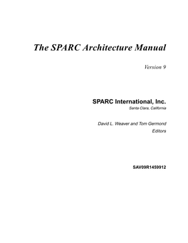 The SPARC Architecture Manual, Version 9