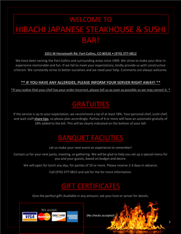 Hibachi Japanese Steakhouse & Sushi Bar!