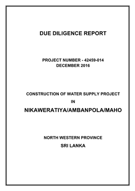 Due Diligence Report Nikaweratiya/Ambanpola/Maho
