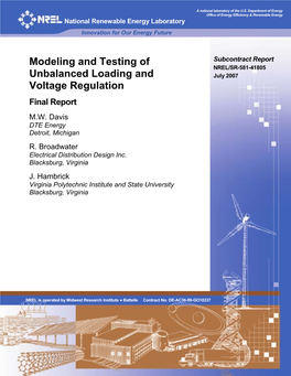 Modeling and Testing of Unbalanced Loading and Voltage Regulation