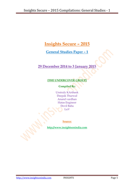 Insights Secure – 2015 Compilations: General Studies - 1