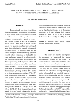 Prenatal Development of Buffalo Major Salivary Glands: Gross Morphological and Biometrical Studies